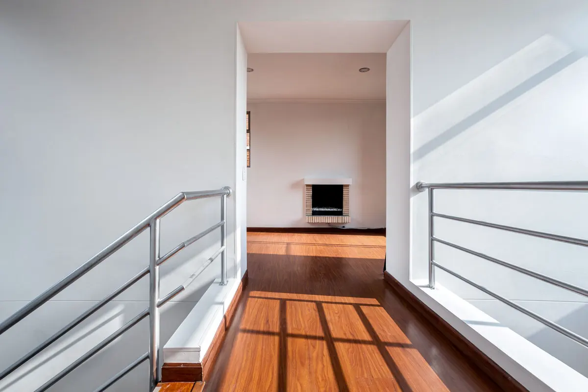 Bright laminate flooring in a hallway