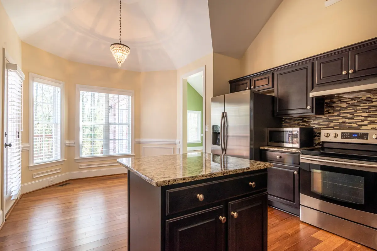 Bright tile flooring in a kitchen