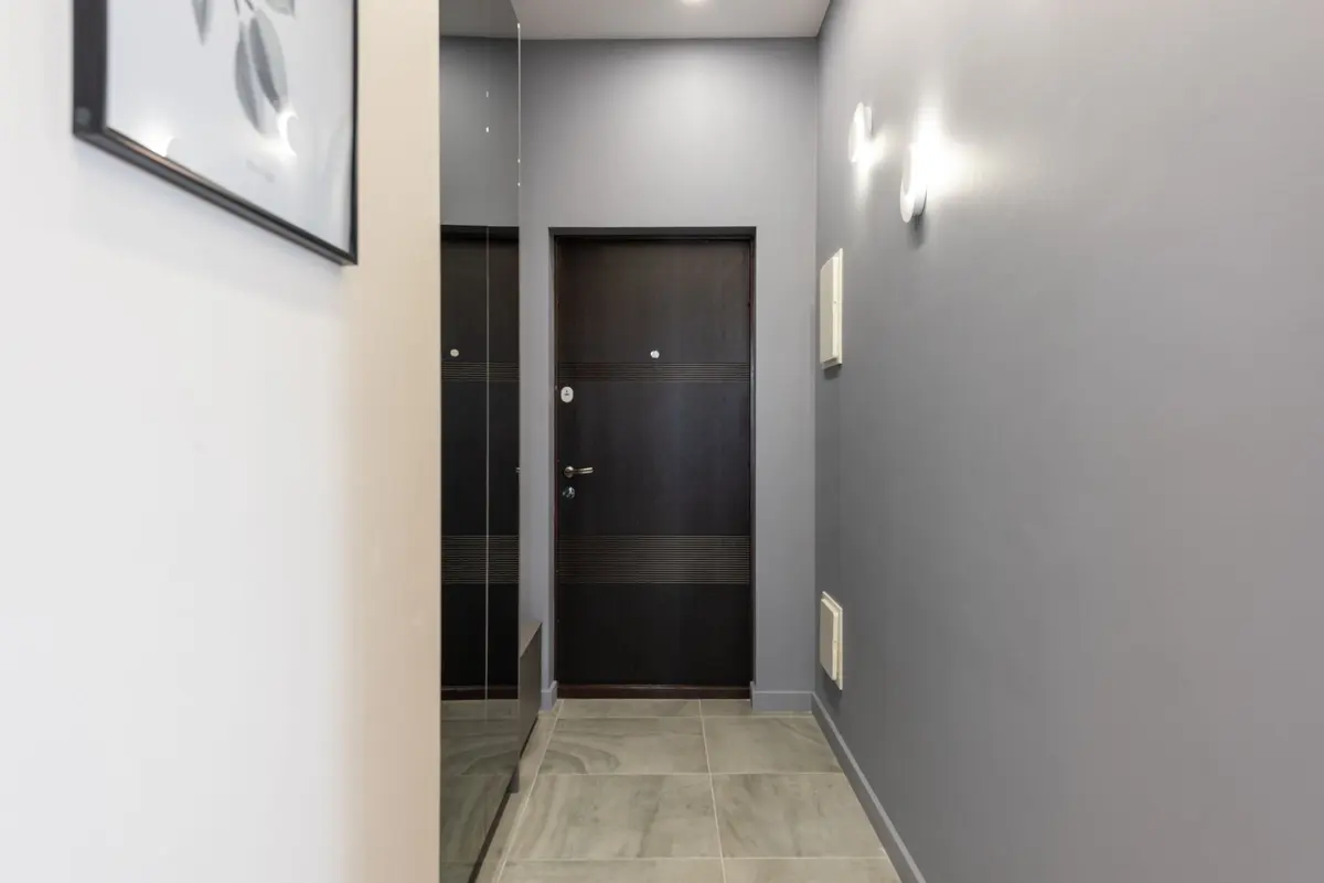 Light tile flooring in a hallway