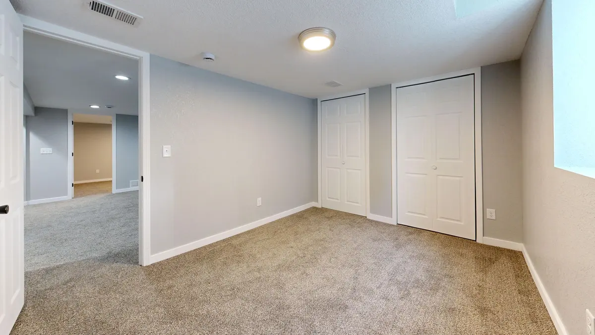 Spacious carpet flooring in a closet