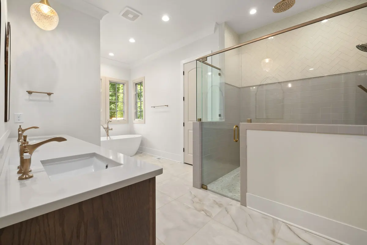 Tile flooring in a bathroom
