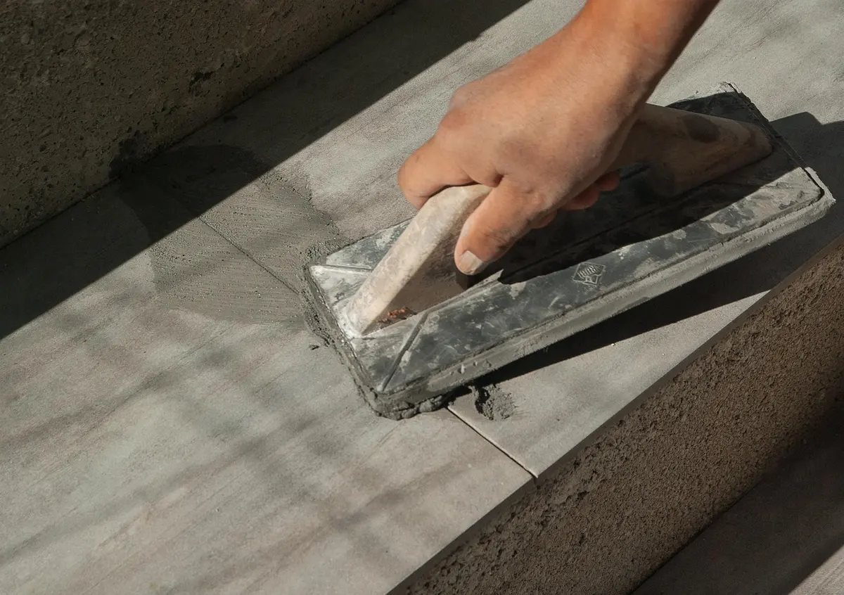 A flooring installation in progress