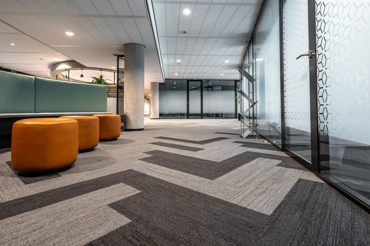Spacious commercial flooring in an office
